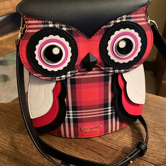 kate spade Blinx Plaid 3D Owl Crossbody Bag NWOT - Picture 2 of 9